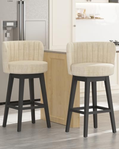 Image of COCO DESIGN 30 inch Cream Swivel Bar Height | Mid Century Modern Style, Smooth Swivel Design