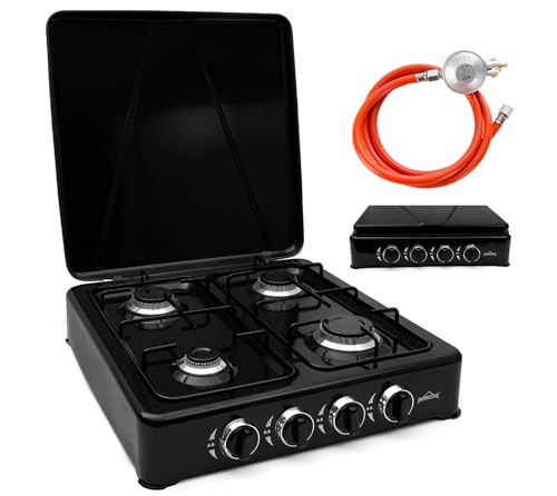 HOMELUX 6,2 KW Gaskocher für Gasflasche, 4 Flammig Campingkocher mit 150cm...