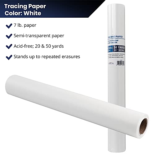 Pacific Arc Tracing Paper Roll, White, 30 Inch X 50 Yard Roll