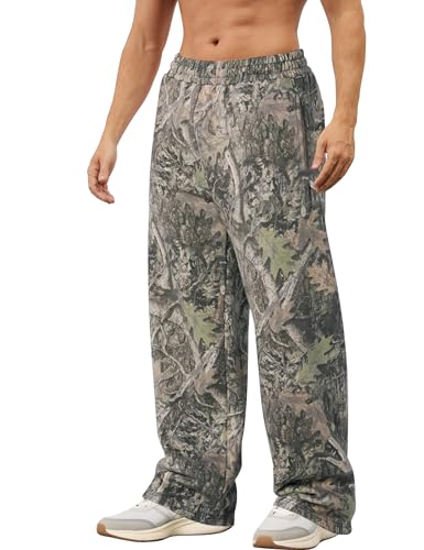 Mens Baggy Camo Graphic Print Sweatpants Workout Athletic Joggers Pants for Men Wide Leg Hunting Sweat Pant