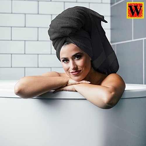Westlane Linens Pack of 2 Premium Cotton Dark Grey Large Bath Towel 600 GSM Set, 70x140 cm, Highly Absorbent - Multipurpose Quick Drying Pool Spa Towel Set (Charcoal Grey, 2)
