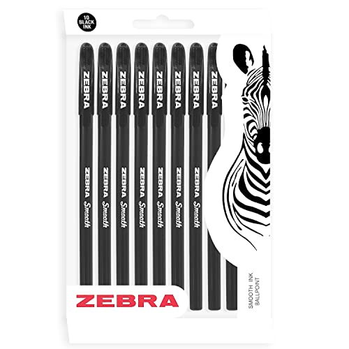 Zebra Doodler'z Stick Gel Ballpoint Pen - 1.0mm - Black Barrels & Black Ink - Pack of 10
