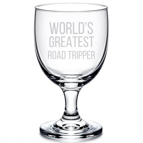 CustomGiftsNow World's Greatest Road Tripper 10.25 oz Laser Engraved Stemmed Wine Glass