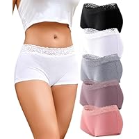 READY TO LOVE Boxer Femme Coton Shorty Culottes pour Femme sous Vetements Feminins Slip Coton Culotte Dentelle Lot de 5 (S)