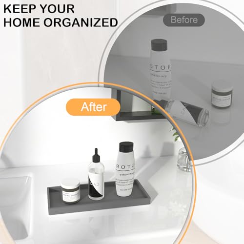 Miniatura 4 de Bandeja De Tocador De Silicona, Jabonera De Baño, Bandeja Dispensadora De 20 X 10 Cm, Bandeja Organizadora De Encimera, Reutilizable Y No Frágil Para Encimera De Cocina, Inodoro, Fregador Gris