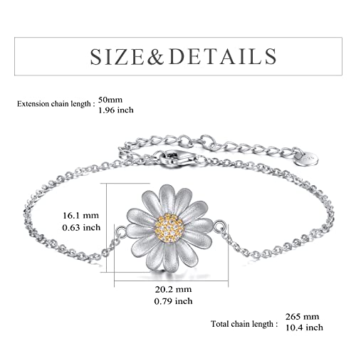Poplyke Daisy Anklet For Women Sterling Silver Daisy Flower Adjustable Chain Foot Anklet Gifts For Girls (Daisy Anklet) #TOP2