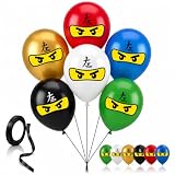 Ninja Superhero 12" Birthday Decorations Balloons 30 Pcs | Premium Latex Ninja Birthday Balloons | Assorted Ninja Colors | Ninja Party Decorations & Party Supplies for Kids by Vision E.D.