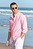Makkrom Men Linen Shirt Button Down Long Sleeve Co... #4