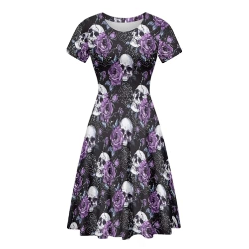 Image of Forchrinse Native Aztec Style Black White Geometric Women's Midi Dress Casual Long Dress Round Neck Swing Dress