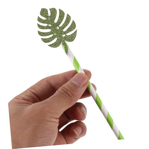 10 pitillos de papel hoja tropical Monstera miniatura 5