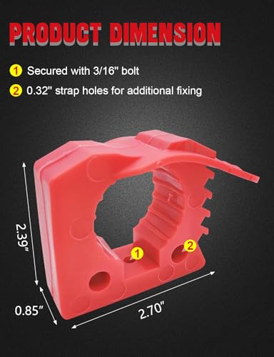 Image of 7 PCS Quick-release Shovel Holder Clamp Mount Bracket Red | for 1-1 /7 to 1-3 /7 Inch Diameter Tools, Rubber Material, Fit Off-road Vehicles, UTV, ATV, Truck Trailer, RV