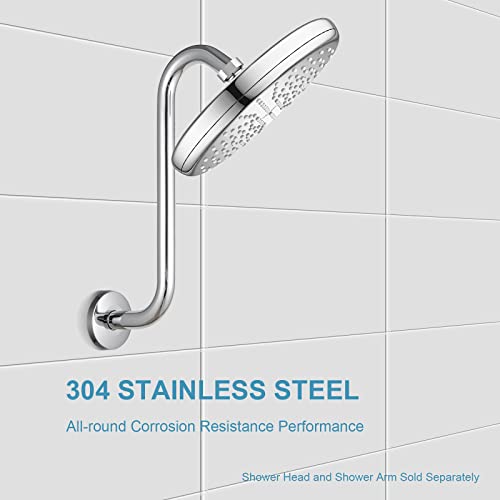 Offo Shower Head Extension Arm 12 Inch, S Shaped Shower Arm With Flange High Rise Goose Neck Shower Arm Extension Chrome Finish #TOP2