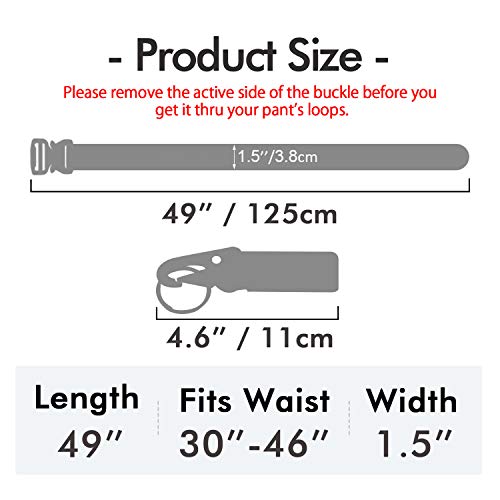 Tactical Belt Gun Adjustable Belts Military Style Webbing Riggers Nylon Belt With Heavy-Duty Metal Buckle And 49 Inches Longth Gun Belts Fits For Waist From 30 To 46 Inches With Gear Clip #TOP1