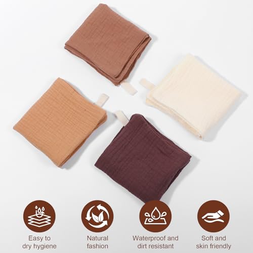 Qianyu 4 Stück Weiche Waschlappen Gesichtstücher Make-up-Entferner-Tücher Saugfähige Musselin-Waschlappen Atmungsaktive Gesichtstücher für die Hautpflege Tägliche Reinigung Reisen Frauen Männer