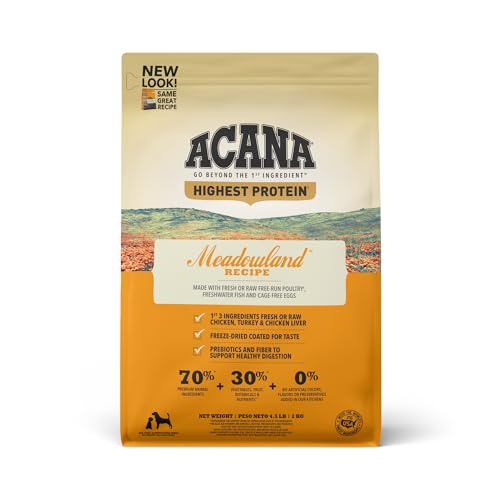 ACANA Highest Protein Grain Free Dry Dog Food Meadowland Recipe 4.5lb Bag