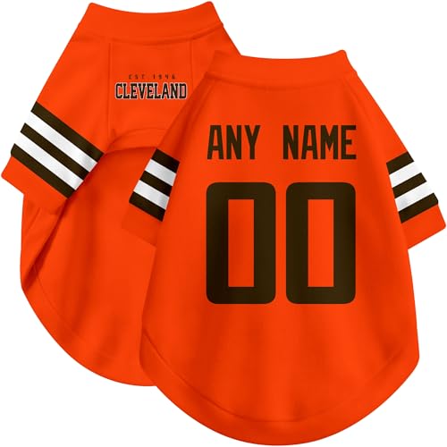 Image of Cleveland Dog Clothes Jersey Style Personalized Pet T Shirt with Custom Name Number for Small Medium Large Dogs