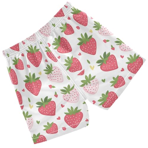 Pigsaly Boys' Swim Board Shorts Red Strawberry Hearts Boy's Swim Trunks Kids Swimwear S2