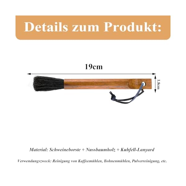 luckaide Barista Pinsel, Siebträger Pinsel, Barista Reinigungspinsel, Kaffeepinsel, Zubehör für die Säuberung Espressomaschine, Barista Home Kitchen,Barista Pinsel Siebträger mit Holzgriff(braun) – Bild 3