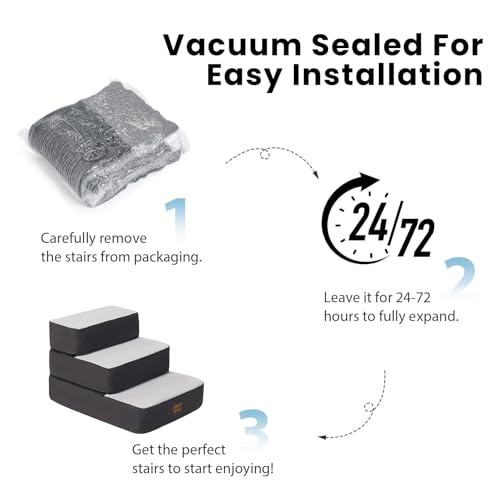 5-Step Adjustable Dog Stairs for High Beds, Dog Steps for Small Dogs and Cats, Foldable Pet Stairs for Bed Climbing, Non-Slip Pet Step Indoor, Grey - Image 3