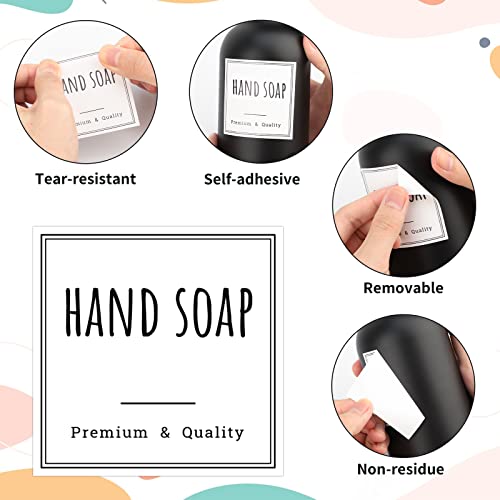 Image of Segbeauty Bathroom Labels for Soap Dispenser, 18pcs 2.5in White Waterproof Removable Self-Adhesive Stickers, Reusable Shampoo Conditioner Hand Soap Lotion Shower Dispenser Bottles Label Stickers