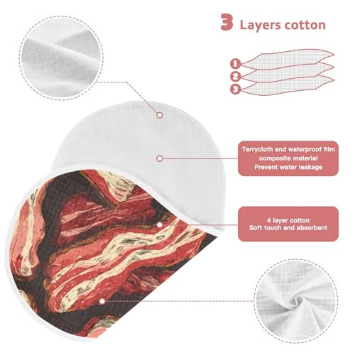 Bacon Vintage Burp Cloths Baby Boys Girls Absorbent Soft Cotton Burping Cloths Rags, 4 Pack3