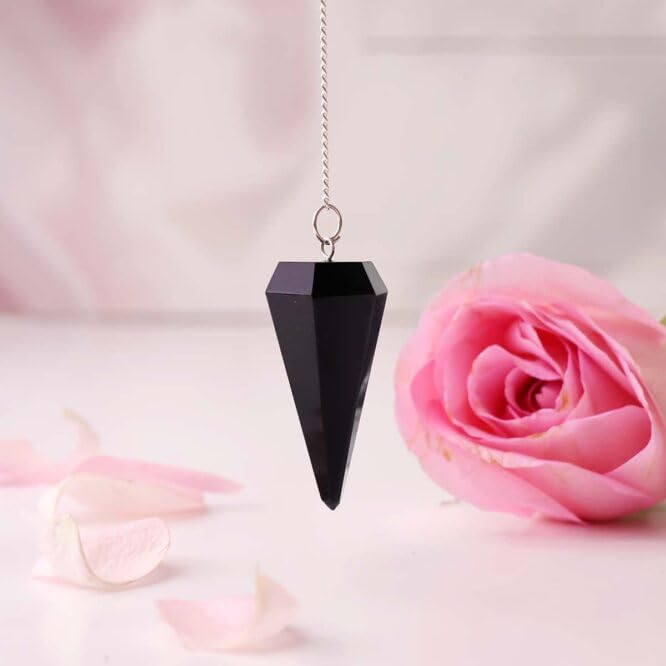 Image of Black Obsidian Point Pendulum | Natural Gemstone Dowsing & Divination Tool for Reiki, Chakra Balancing, Meditation, Energy Healing & Spiritual Guidance 1 pc