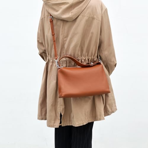 Image of DONNAIN Premium Full-Grained Leather Crossbody Bags for Women, Slouchy Shoulder Bag with Adjustable Strap and Tote Handbag