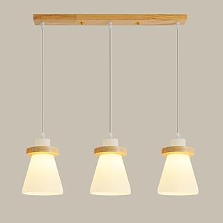 Japanese Style Farmhouse Wood Pendant Light, Vintage Flower Milk Glass S...