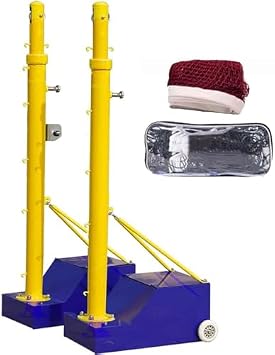 Portable Sports Net Stand with Adjustable Height and Wheels for Volleyball and Badminton Training