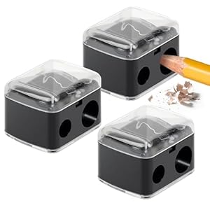 3 Pack Eyeliner Sharpeners – 2 Hole Makeup Pencil Sharpener for Large & Small Eyebrow Pencils, Eyeliners, Lip Liners – Catches Shavings, Easy to Clean