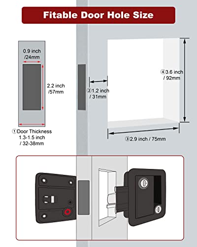 Image of Camper Door Lock with Keyed Different, RV Deadbolt Latch Trailer Front Door Lock Handle, Black, Pack of 2 Lock, 2 Pack Keycode Different