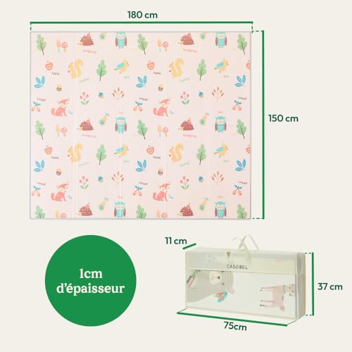 CASABEL Tapis d’Éveil Bébé, Épais & Doux, 180x150cm Motif Petits Animaux – vue 2