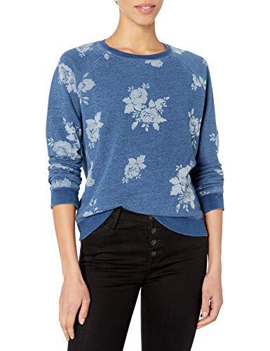 Lucky Brand Women's Crew Neck Indigo Floral Sweatshirt, Blue Multi, Small