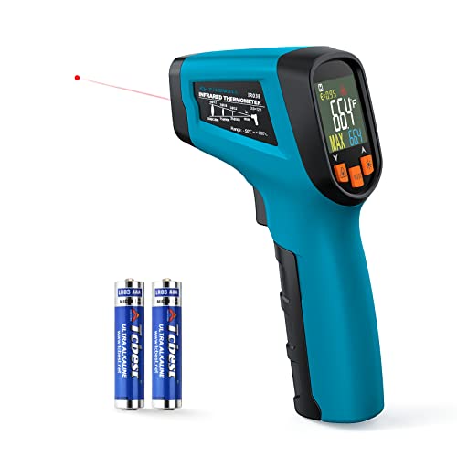 Tilswall Infrared Thermometer Non-Contact Digital Laser Temperature Gun, -50℃~600℃ (-58℉~1112℉) with Adjustable Emissivity, High/Low Temperature Alarm, for Cooking/Pizza Oven/BBQ, Not for Hu