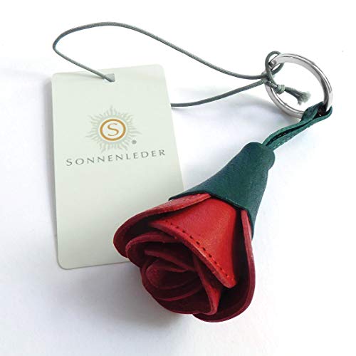 Preisvergleich Produktbild Sonnenleder - hochwertiger Schlüsselanhänger"Bizet" Farbe: Rot / Grün *Echtes Leder*