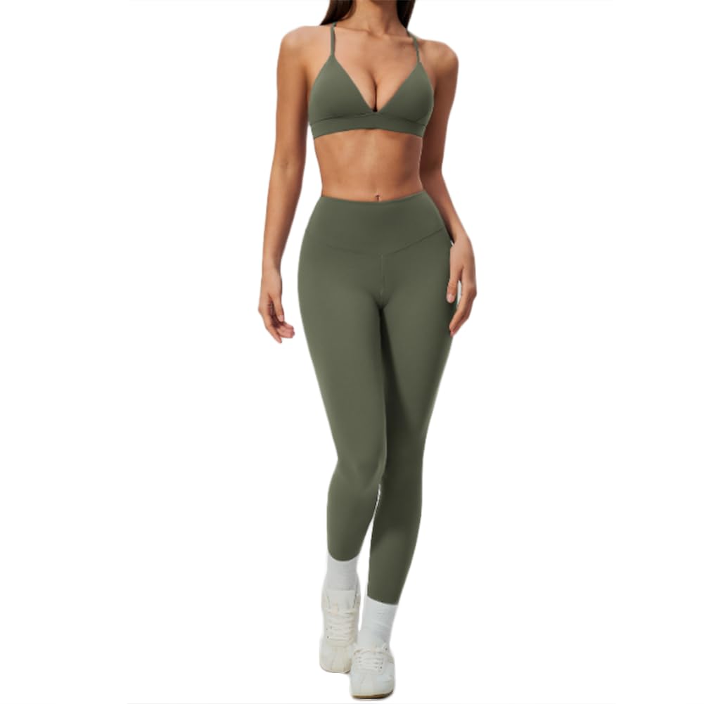 Reggiseno Sport Coppa Triangolare + Leggings Yoga Vita Alta