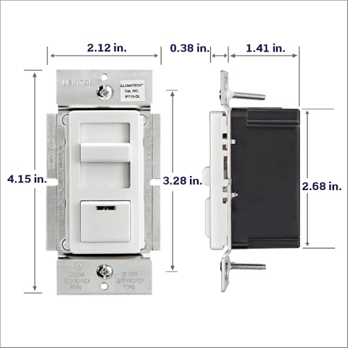 Leviton IllumaTech Dimmer Switch for 0-10V LED, Mark 7 Florescent Ballasts, wth LED Locator Light, IP710-DLZ, White with Ivory and Light Almond Faceplates by Leviton - Image 6