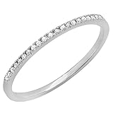 Dazzlingrock Collection Round Cubic Zirconia Simulated Diamond Ladies Dainty Wedding Band Stackable Ring, Sterling Silver, Size 9
