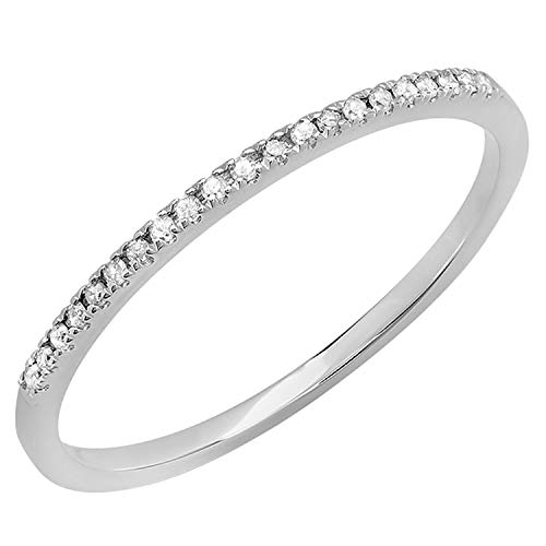 Dazzlingrock Collection 0.08 Carat (ctw) Round White Diamond Ladies Dainty Anniversary Wedding Band Stackable Ring, Sterling Silver, Size 6