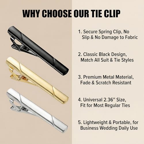 Image of Erioctry Mens Stainless Steel Tie Clips Minimalist Necktie Tie Bar Clasp Clip Clamp Pins Best Gift For Men Business Party Wedding Best Gift and Daily Life