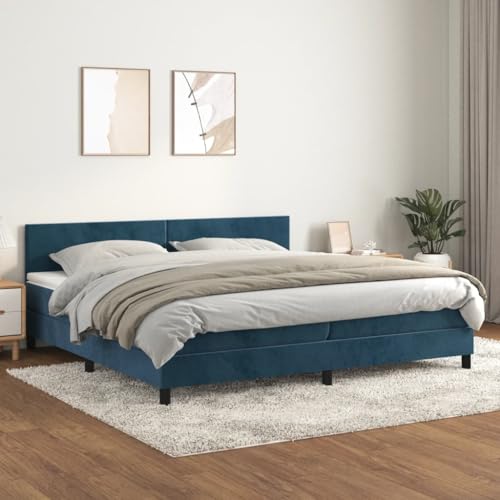 Willood Boxspringbett mit Matratze Dunkelblau 200x200 cm SamtSchlichtes Design