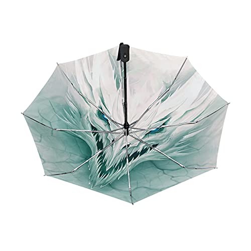 Parapluie pliable automatique dragon blanc anti-UV et solide