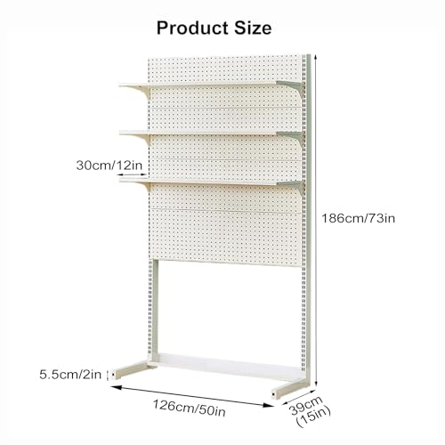 Heavy Duty metalowy organizer na pegboard, wolnostojący stelaż narzędziowy z regulowanymi półkami do garażu, warsztatu, biura. Wytrzymała rama stalowa walcowana na zimno wytrzymuje 20 kg. Proste