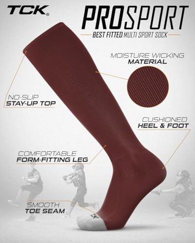 Image of Prosport Baseball Socks & Softball Socks, Kids & Adult Knee High Tube Sock