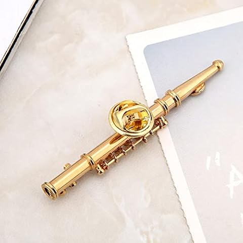 Mini Flute Shaped Musical Instrument Brooch Pin Accessory for Gift Collection Jewelry Brooches Pins(Gold) Cover