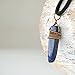 NEW Designs by Nature Gems Lapis Lazuli Wire Wrapped Pendant, Copper Crystal Necklace, With 24 Inch Black Leather Cord, December Birthstone Jewelry, Handmade in North America