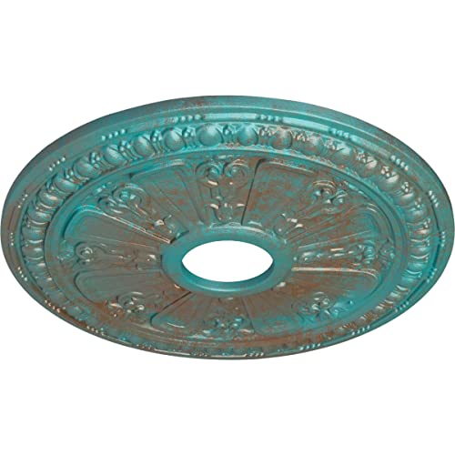 Image of Ekena Millwork CM18RACGS Raymond Ceiling Medallion fits Canopies up to 5 1 /8, Copper Green Patina