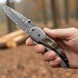 PAL 2000 KNIVES FK-3040 Couteau de Poche Pliant en Acier de Damas Fait à la Main sur Mesure