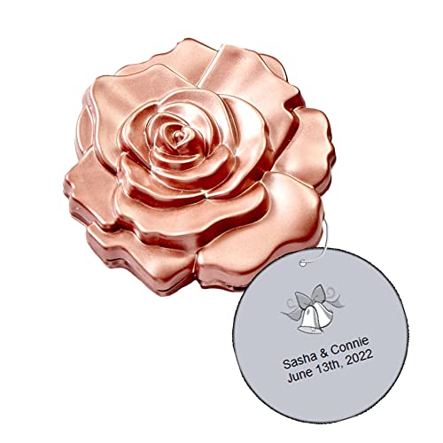 Fashioncraft Personalized Tags Dusty Rose Realistic Rose Design Compact Mirror – 2.5” Round Travel Makeup Mirror, Party Favor, Wedding Favor (Personalized Pack Of 80) #TOP4