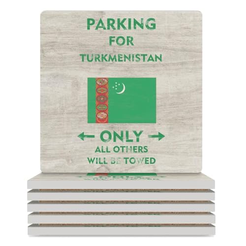 Lot de 6 dessous de verre carrés en forme de drapeau du Turkménistan pour le Turkménistan Seulement tous les autres seront remorqués en céramique, dessous de verre pour table basse, dessous de verre